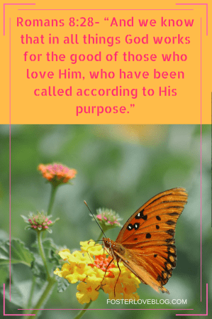Romans 8_28- “And we know that in all things God works for the good of those who love Him, who have been called according to His purpose.”